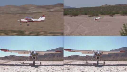 一架小型无人机降落在沙漠高清在线视频素材下载