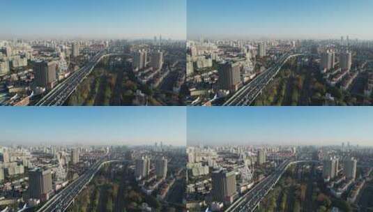 上海闵行疫情空旷的沪闵路航拍4K高清在线视频素材下载