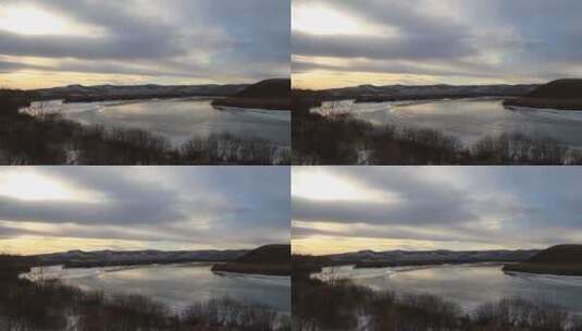 即将冰封的中俄界河：额尔古纳河高清在线视频素材下载