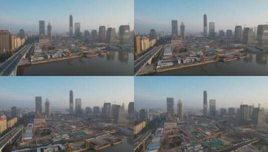广州国际金融城建设吊臂开发房地产CBD高清在线视频素材下载