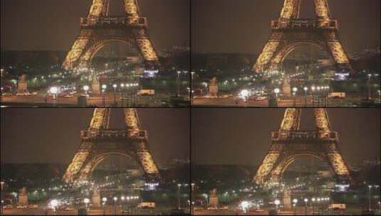 夜晚的法国巴黎艾菲尔特塔高清在线视频素材下载