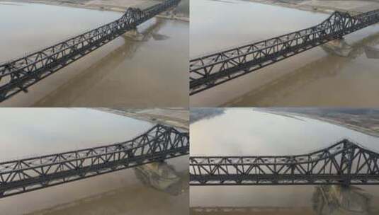 津浦线济南泺口黄河铁路大桥高清在线视频素材下载