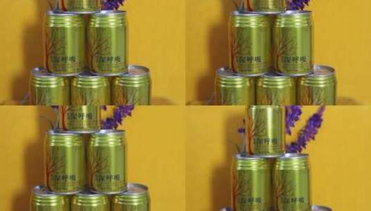 饮料厂罐头厂饮料产品展示高清在线视频素材下载