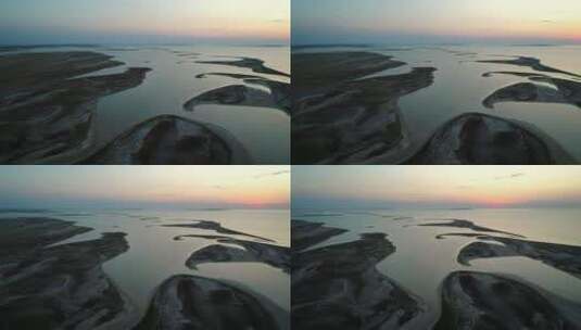 日落时形成异常形态的湖泊高清在线视频素材下载