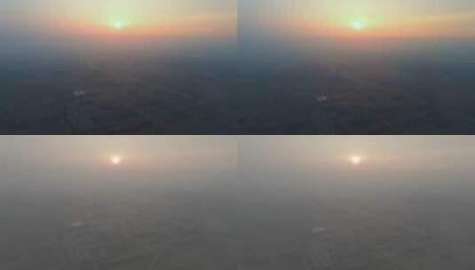 航拍 大雾 雾霾 平原 日出 平原 田地高清在线视频素材下载