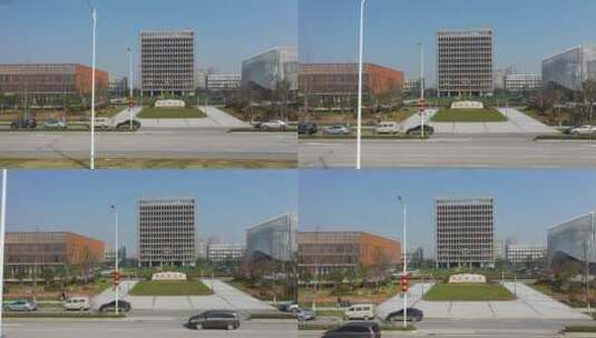 航拍鄂州临空经济区大楼高清在线视频素材下载