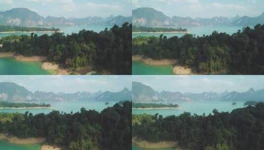 碧波清澈的湖面环山高清在线视频素材下载