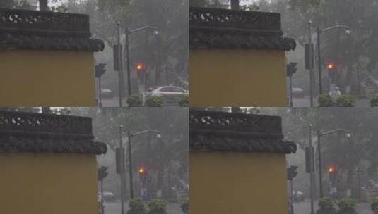 杭州大运河萧山博物馆雨天视频高清在线视频素材下载