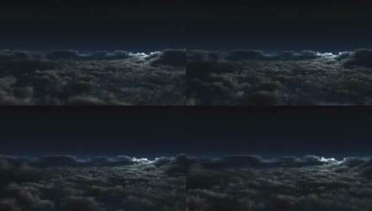 夜晚云层上空飞行飞机特效合成素材高清在线视频素材下载
