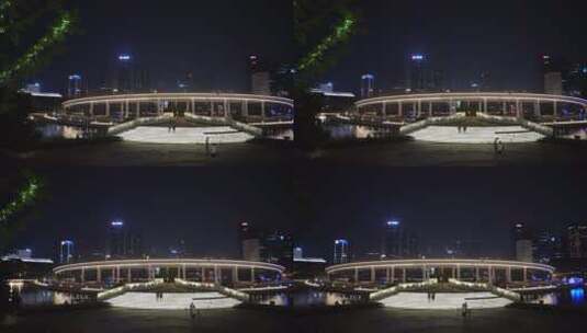 杭州滨江钱江世纪公园亚运会场地夜景高清在线视频素材下载