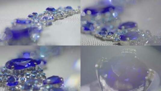 闪闪发光的蓝色宝石和项链高清在线视频素材下载