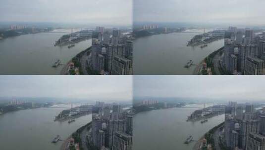 城市航拍湖北宜昌至喜长江大桥高清在线视频素材下载