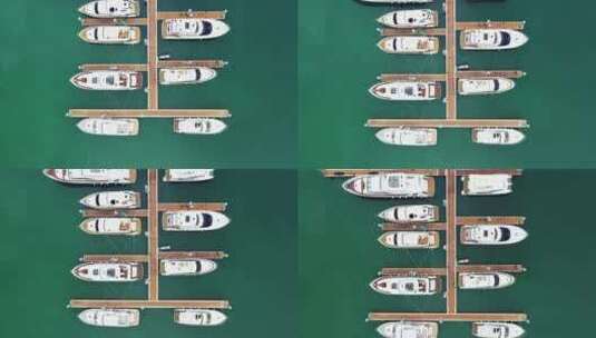 七星湾游艇会中景俯视前进高清在线视频素材下载