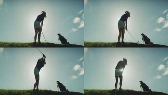 高尔夫球员挥杆高清在线视频素材下载