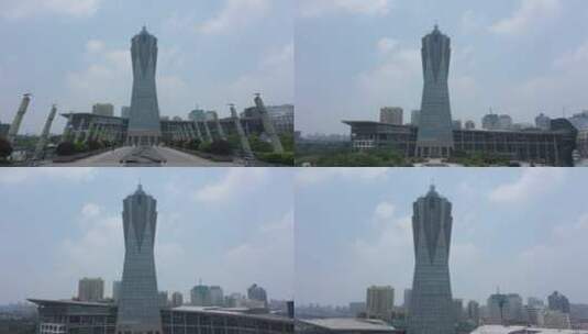 航拍杭州西湖文化广场高清在线视频素材下载