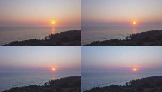 广西涠洲岛海滨自然风光黄昏海上日落延时高清在线视频素材下载