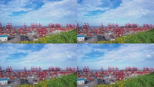 港口集装箱码头 延时拍摄实景视频高清在线视频素材下载