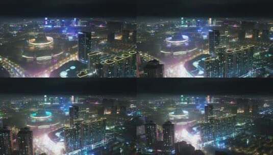 4K航拍 浙江义乌城市夜景风光高清在线视频素材下载