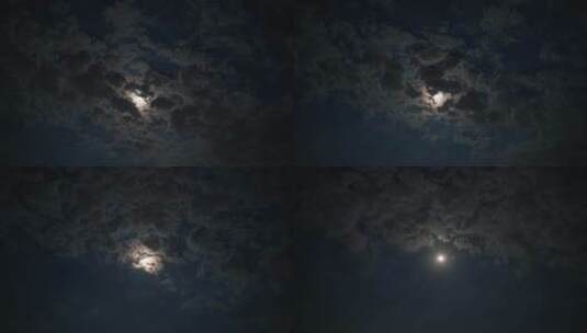晚上天空延时夜晚月亮云朵高清在线视频素材下载