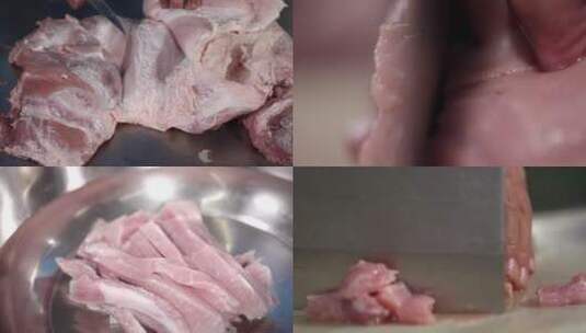 切肉香肠罐装制作过程高清在线视频素材下载