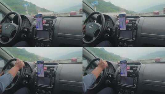 高速公路上行驶的汽车内导航素材高清在线视频素材下载