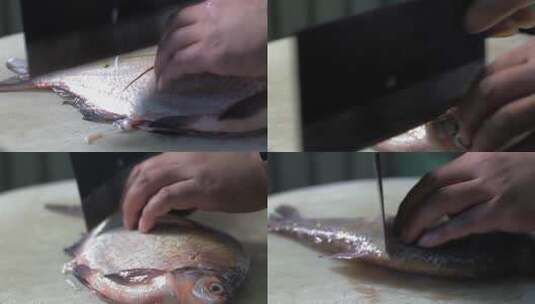 鱼身上切花刀柳叶形花刀十字花刀烹饪准备高清在线视频素材下载