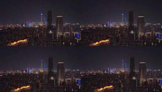 上海城市高架城市天际线夜景航拍高清在线视频素材下载