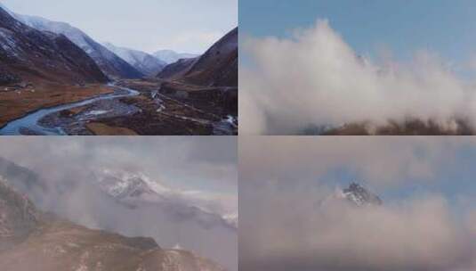 西藏雪山风景寺庙牵马女孩高清在线视频素材下载