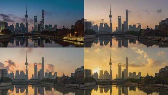 上海陆家嘴夜转日出云海延时视频高清在线视频素材下载