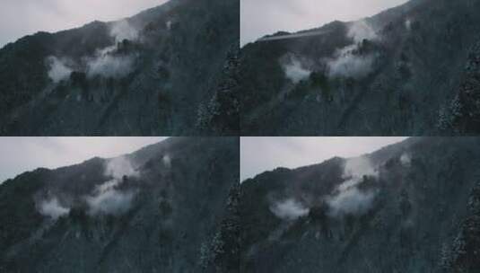 火山喷发冒出的烟雾黑白影像高清在线视频素材下载