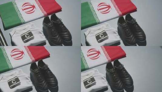 桌子上的足球鞋高清在线视频素材下载