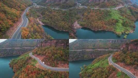 秋天美丽的沿山公路高清在线视频素材下载