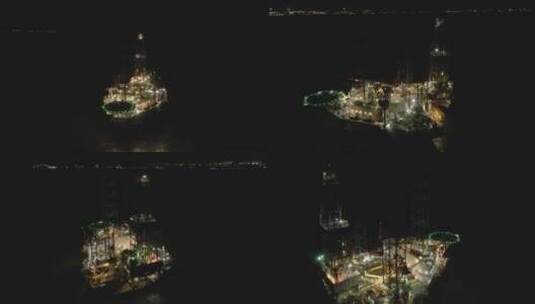 海南海口海上油田钻井平台高清在线视频素材下载