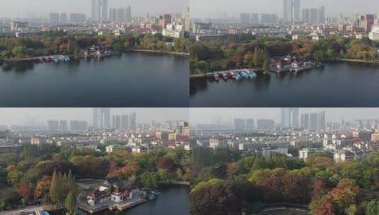 南京莫愁湖航拍4K视频高清在线视频素材下载