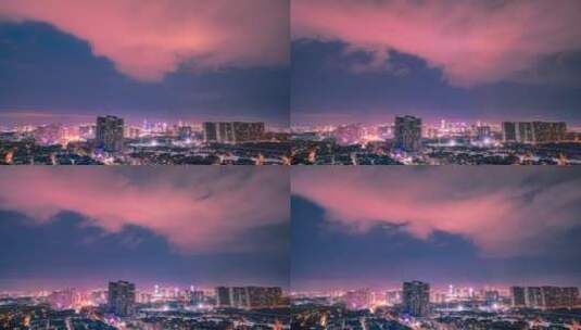 义乌夏季城市夜空云彩延时摄影高清在线视频素材下载