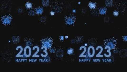 2023蓝色烟花跨年粒子爆炸倒计时4K高清在线视频素材下载