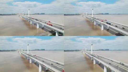 杭州钱塘区江东大桥航拍高清在线视频素材下载