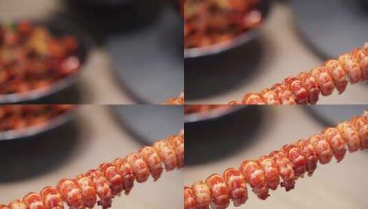 小龙虾肉串蘸碟花剥壳油焖清蒸展示餐饮诱人高清在线视频素材下载