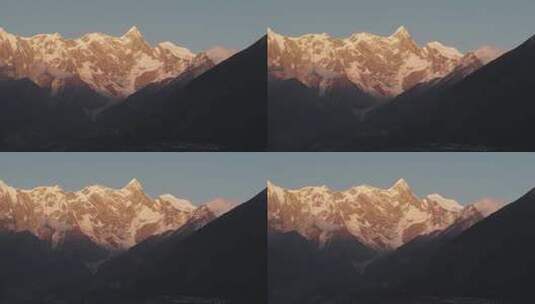 西藏南迦巴瓦峰山峦河流汽车航拍709高清在线视频素材下载