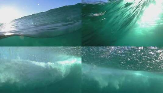 海水水下拍摄从水上入水下高清在线视频素材下载