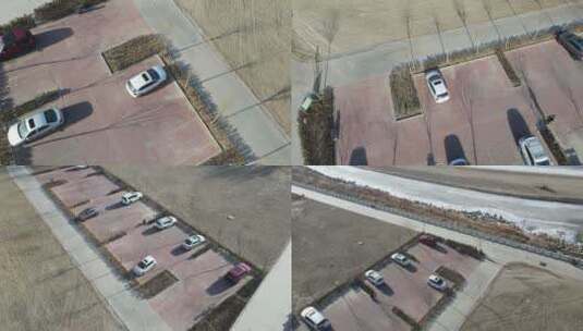 航拍停车场的小汽车 (4)高清在线视频素材下载