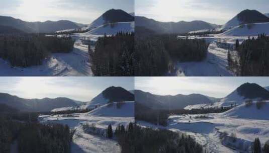 冬日航拍 雪山高清在线视频素材下载
