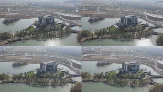 杭州 湘湖 酒店 航拍高清在线视频素材下载
