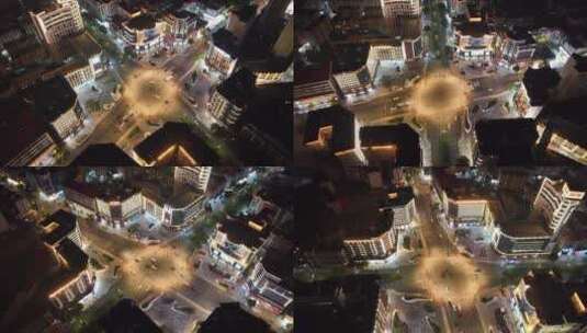 航拍鹰潭市中心商业街十字路口高清在线视频素材下载