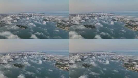 青岛西海岸平流雾壮观航拍高清在线视频素材下载