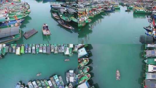 渔船停靠在渔港码头高清在线视频素材下载