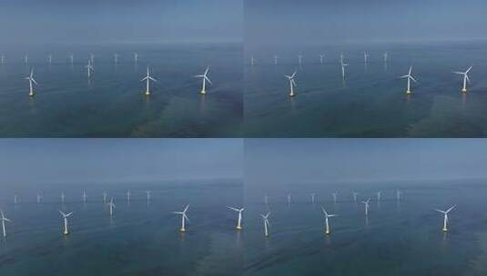 航拍海上风力发电场高清在线视频素材下载
