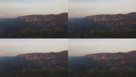 山中日落鸟瞰，阿普塞尼，罗马尼亚高清在线视频素材下载
