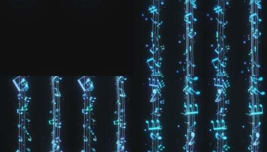 【透明通道】蓝色乐符线条高清在线视频素材下载