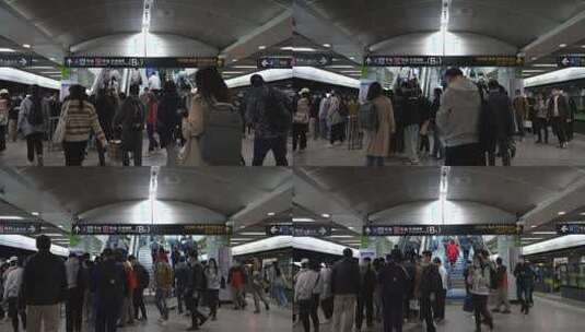 上海地铁晚高峰高清在线视频素材下载